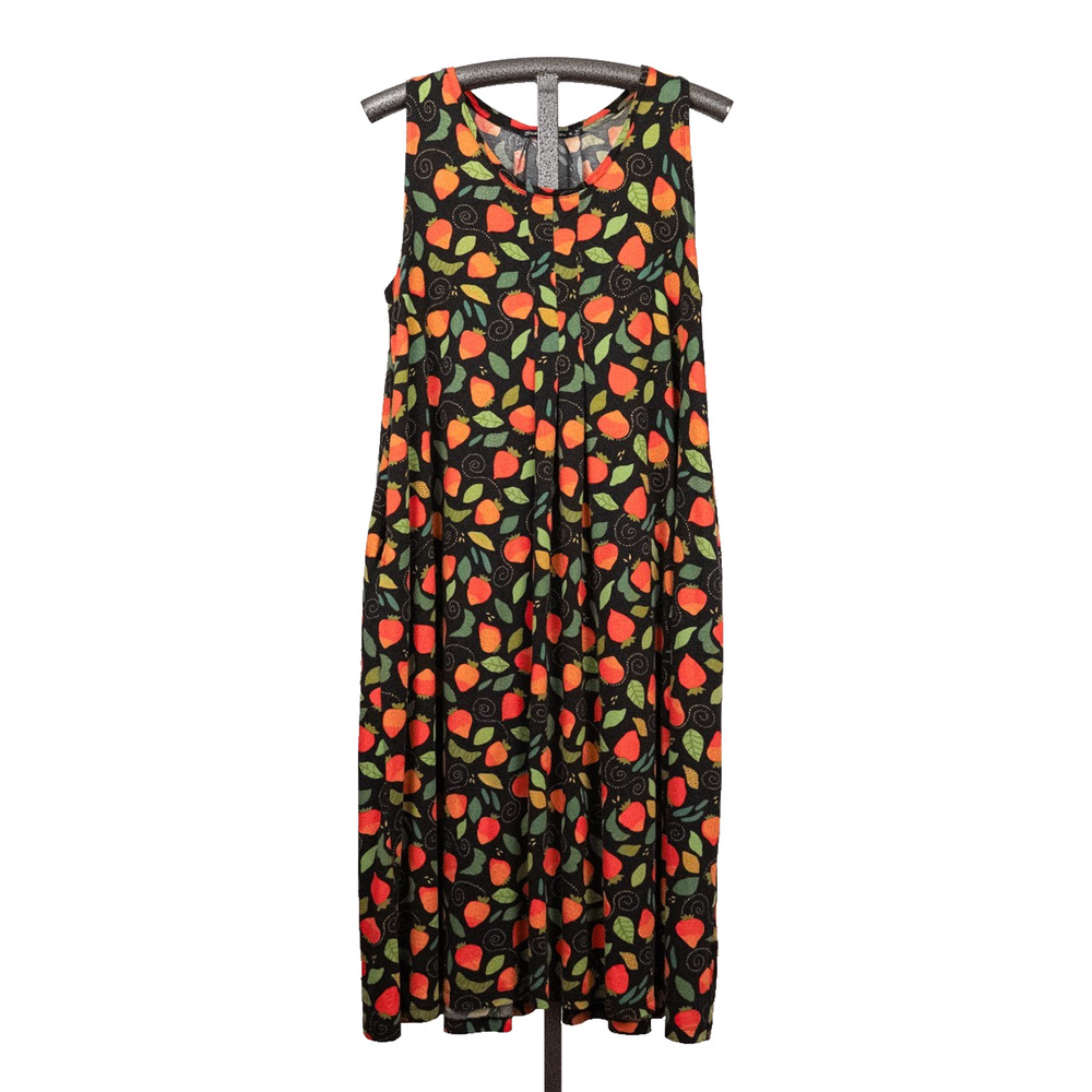 Gudrun Sjoden Colorful Organic Cotton Knit Tank Dress XL Strawberry Fruit Whimsy